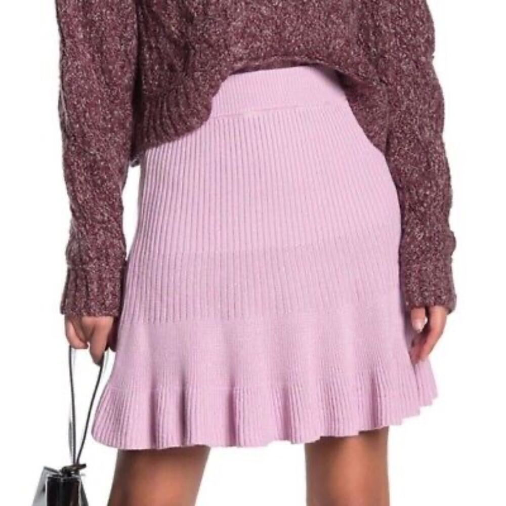Free People Solid Gold Knit Skirt Lilac Size Large Gently Used Boho Officewear